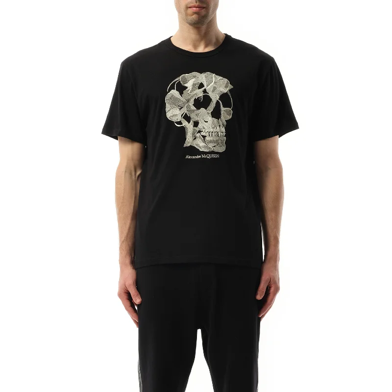 Professional backpack for corporate office essentials -Pressed Skull Print T-Shirt in Black