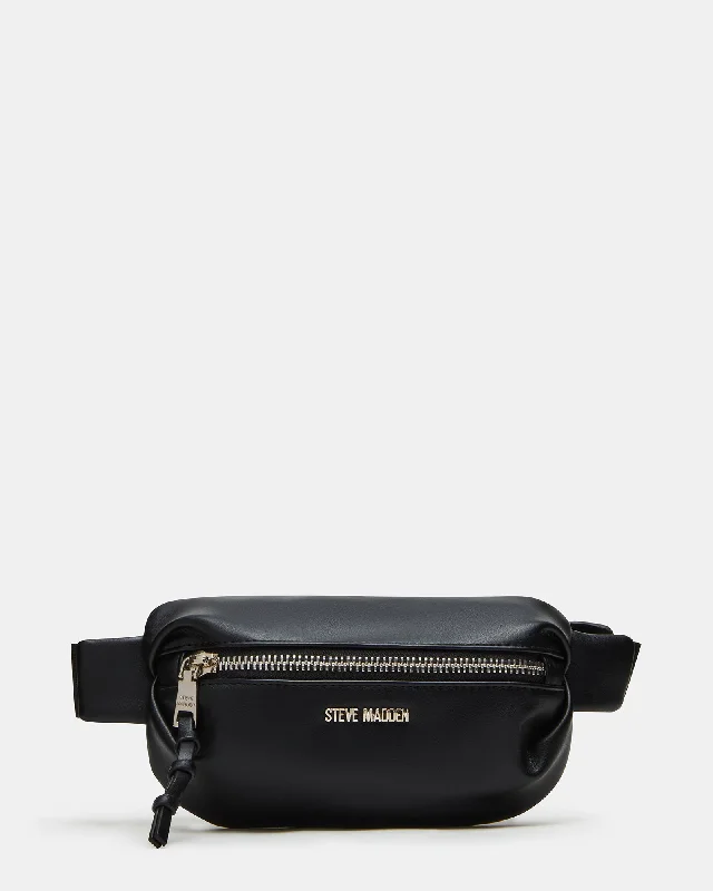 PLEATED BAGUETTE BELT BAG BLACK