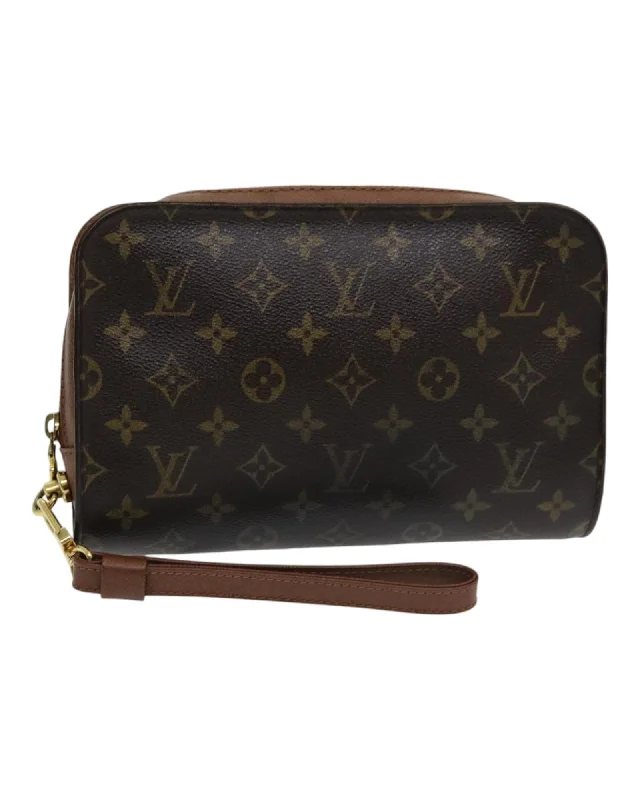 Monogram Canvas Clutch Bag with Surface Wear and Storage Odor