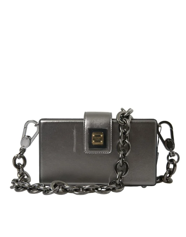 Lightweight satchels for women with crossbody straps for added convenience -Dolce & Gabbana Metallic  Calfskin Shoulder Bag with Chain Men's Strap