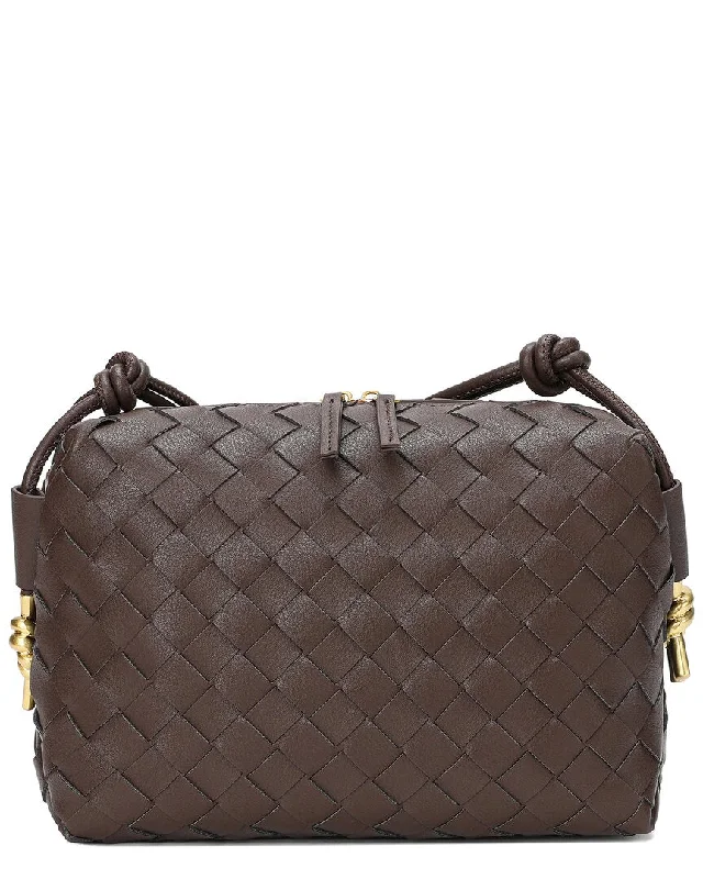 Canvas crossbody bags for casual weekend outings -Tiffany & Fred Paris Woven Leather Crossbody