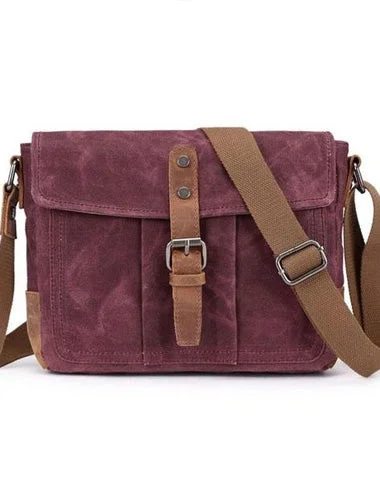 Stylish canvas satchels for men with rugged finishes for casual style -Mens Waxed Canvas Small Side Bag Messenger Bag Canvas Courier Bags for Men