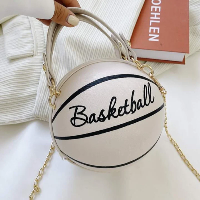 Colorful satchels for women with playful designs for a fun, casual style -White Basketball Sling Bag