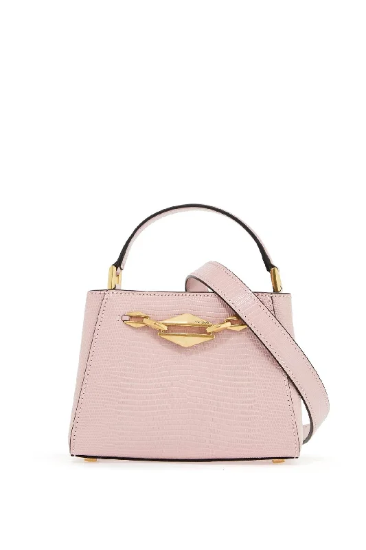 Chic crossbody bags with chain strap details -Jimmy Choo Mini Diamond Link Leather Lizard Print Handbag