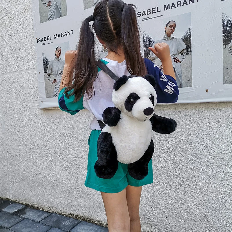 Heavy-duty backpack for construction worker essentials -Cute Panda Small Backpack Boys And Girls Plush Bag