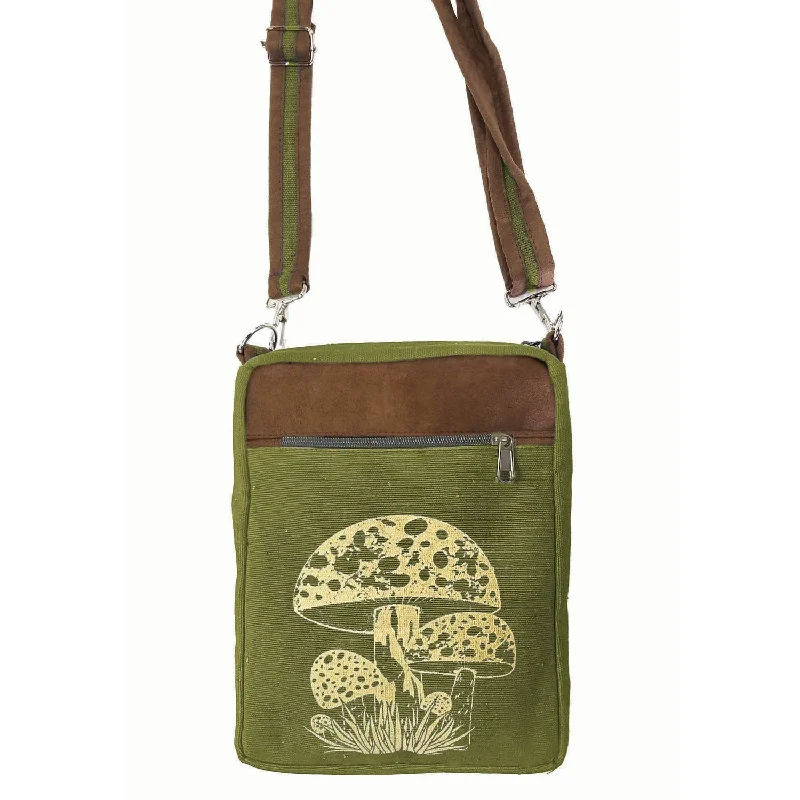 Casual satchels for women with adjustable shoulder straps for convenience and comfort -GREEN Crossbody Bag Mushroom