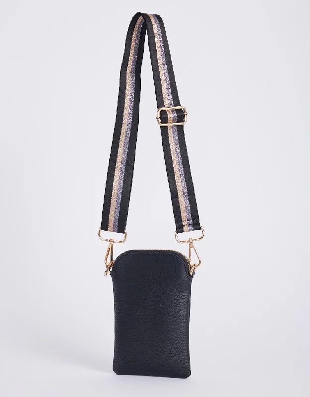 On The Go Bag - Black & Black/Gold/Silver Lurex Stripe