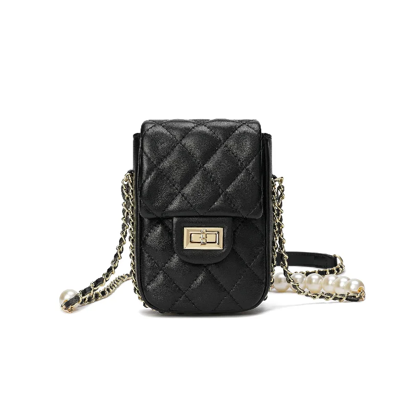 Quilted leather crossbody bags for luxe appeal -Tiffany & Fred Lizard Quilted Sheepskin Leather Crossbody Bag