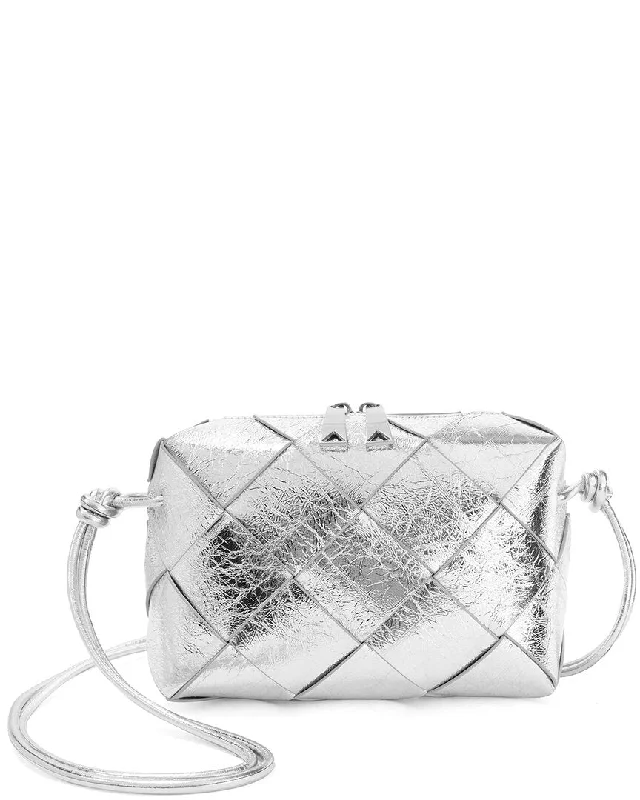 Casual sling crossbody bags for laid-back days -Tiffany & Fred Paris Smooth Metallic Woven Leather Bag