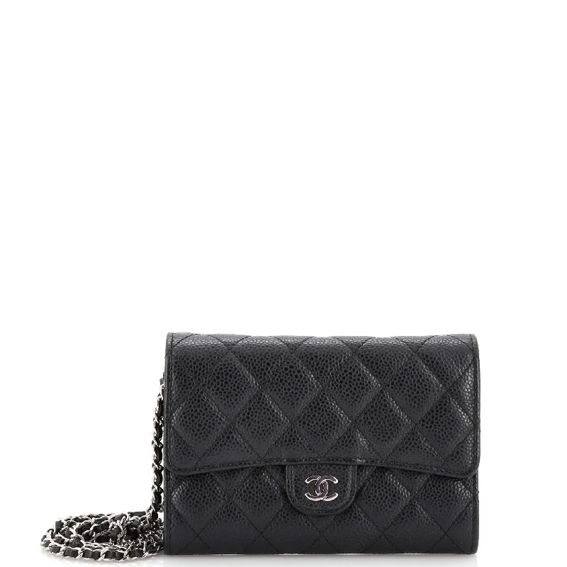 Quilted sling crossbody bags for stylish carry -Classic Flap Wallet Crossbody Bag Quilted Caviar Mini