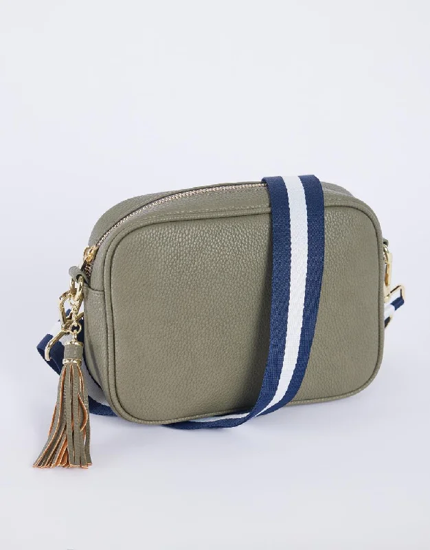 Zoe Crossbody Bag - Khaki/Navy White Stripe