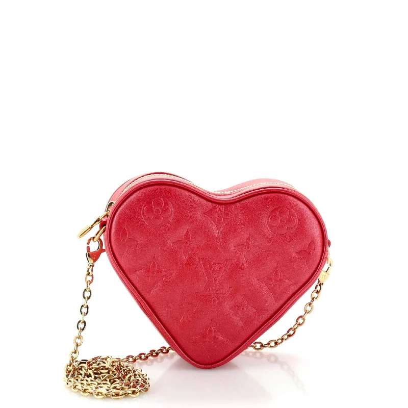 Waterproof crossbody bags for outdoor festival fun -Coeur Heart on Chain Bag Monogram Embossed Lambskin