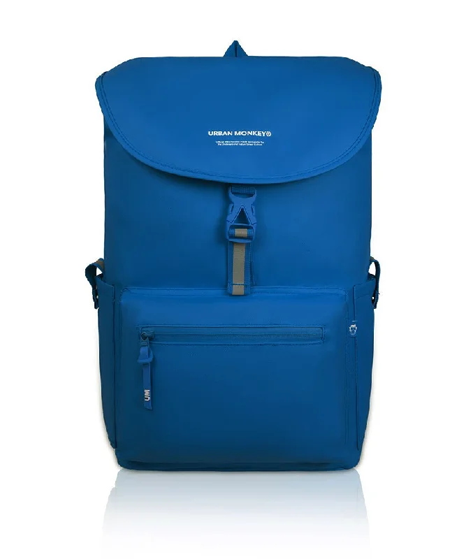 Retro canvas backpack with leather strap details -City Rucksack // Ocean Blue