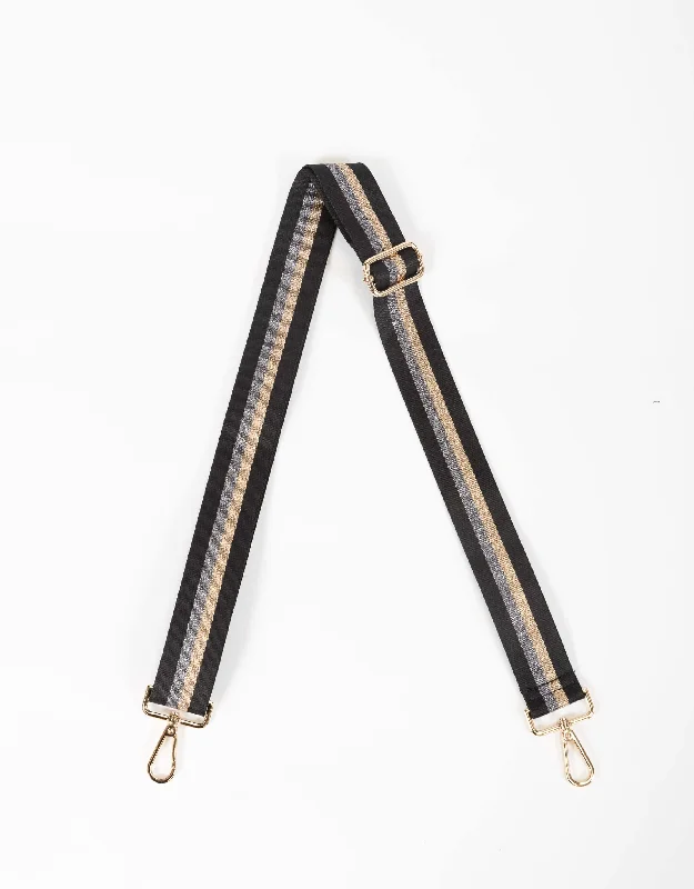 Bag Strap Stripe - Black/Gold/Silver Lurex