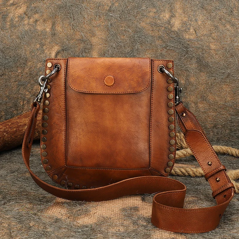 Affordable crossbody bags for budget-conscious fashion lovers -Medium Women's Western Cowhide Leather Crossbody Purse Satchel Bag For Ladies