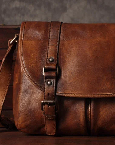 Structured satchels for women with firm, crisp shapes for a professional look -Handmade leather men Briefcase messenger vintage shoulder laptop bag vintage bag