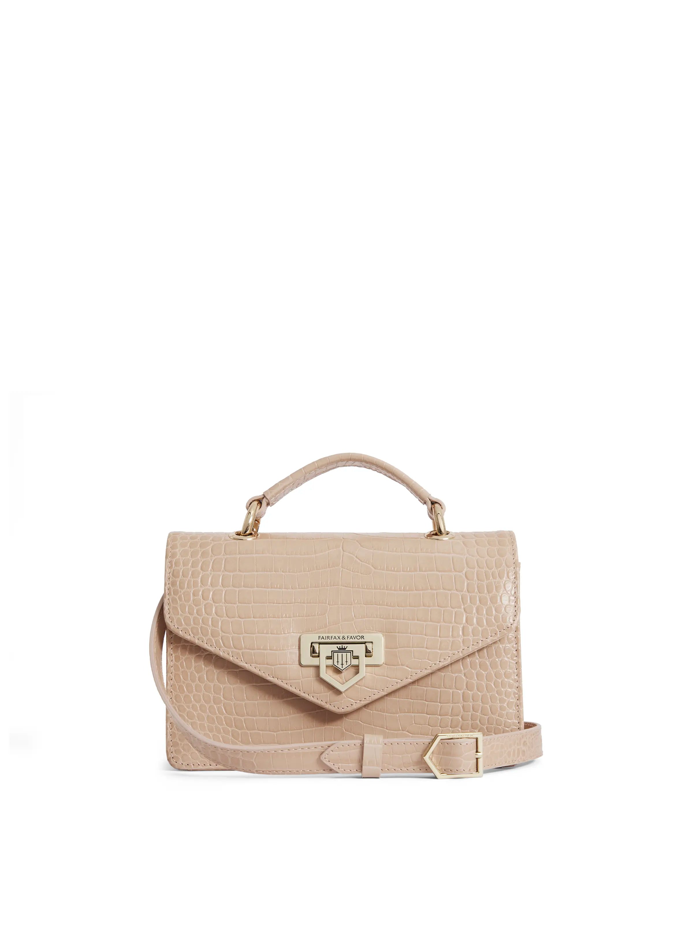 Soft canvas crossbody bags for comfy wear -Loxley Mini Cross Body Bag - Blush Croc Print Leather