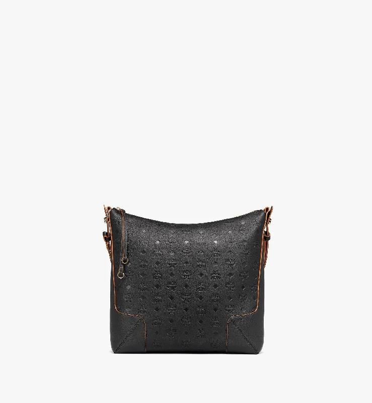 Handle bags with expandable sides for flexibility -Aren Hobo Bag In Embossed Monogram Leather