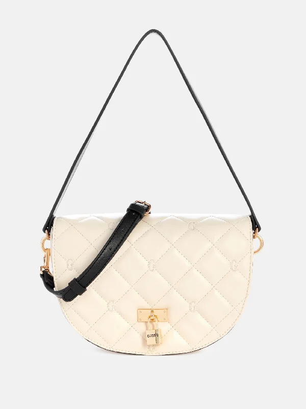 Quilted handle bags with stylish textured finish -Brevard Quilted Logo Crossbody