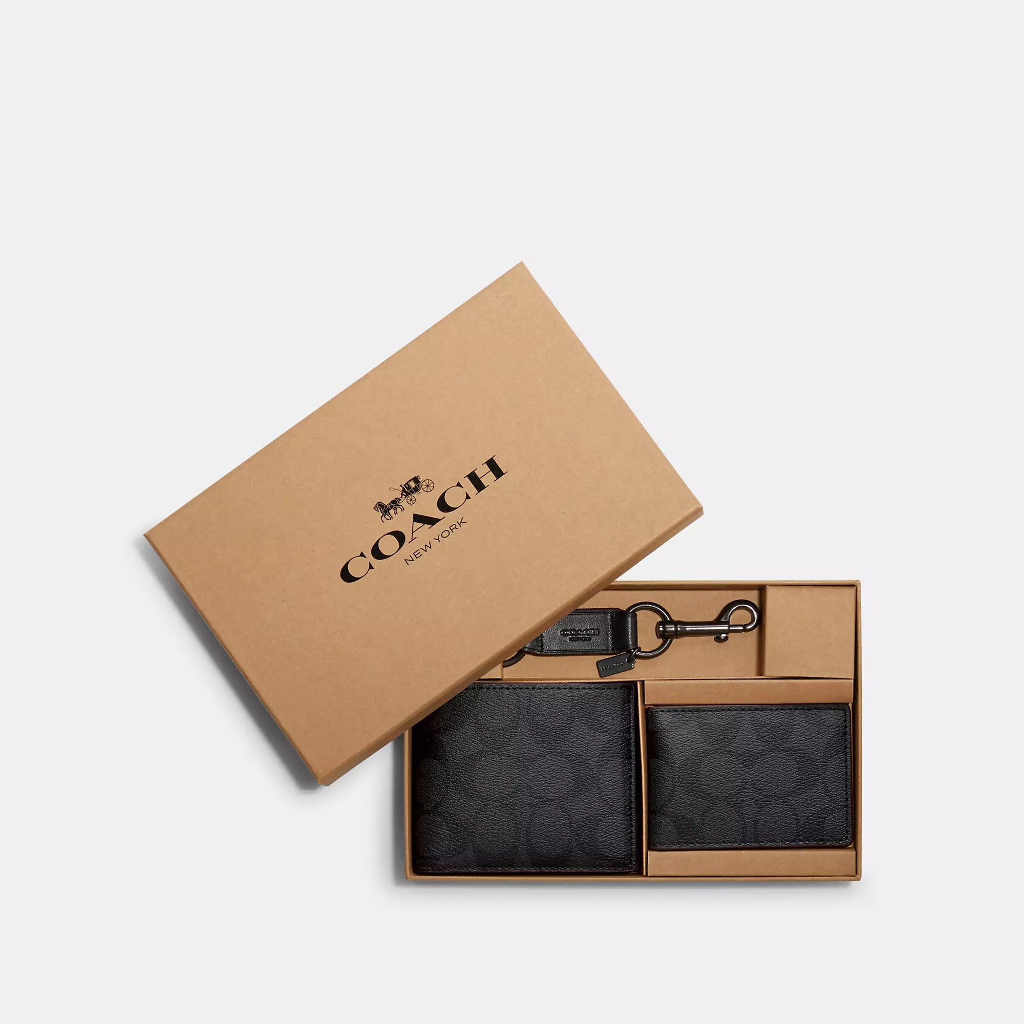 Handle bags with sleek zippers for closure -Coach Outlet Boxed 3 In 1 Wallet Gift Set In Signature Canvas