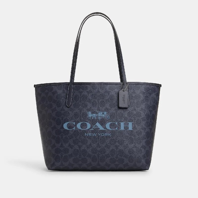 Handle bags with spacious interiors for storage -Coach Outlet City Tote In Signature Canvas