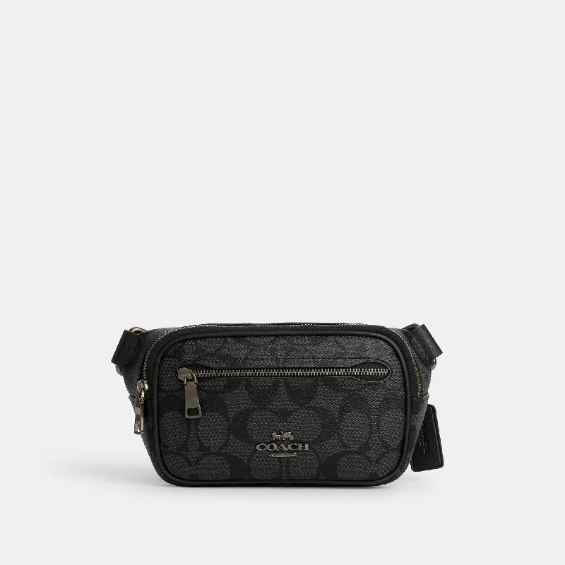 Handle bags with floral embroidery for detail -Coach Outlet Mini Belt Bag In Signature Canvas