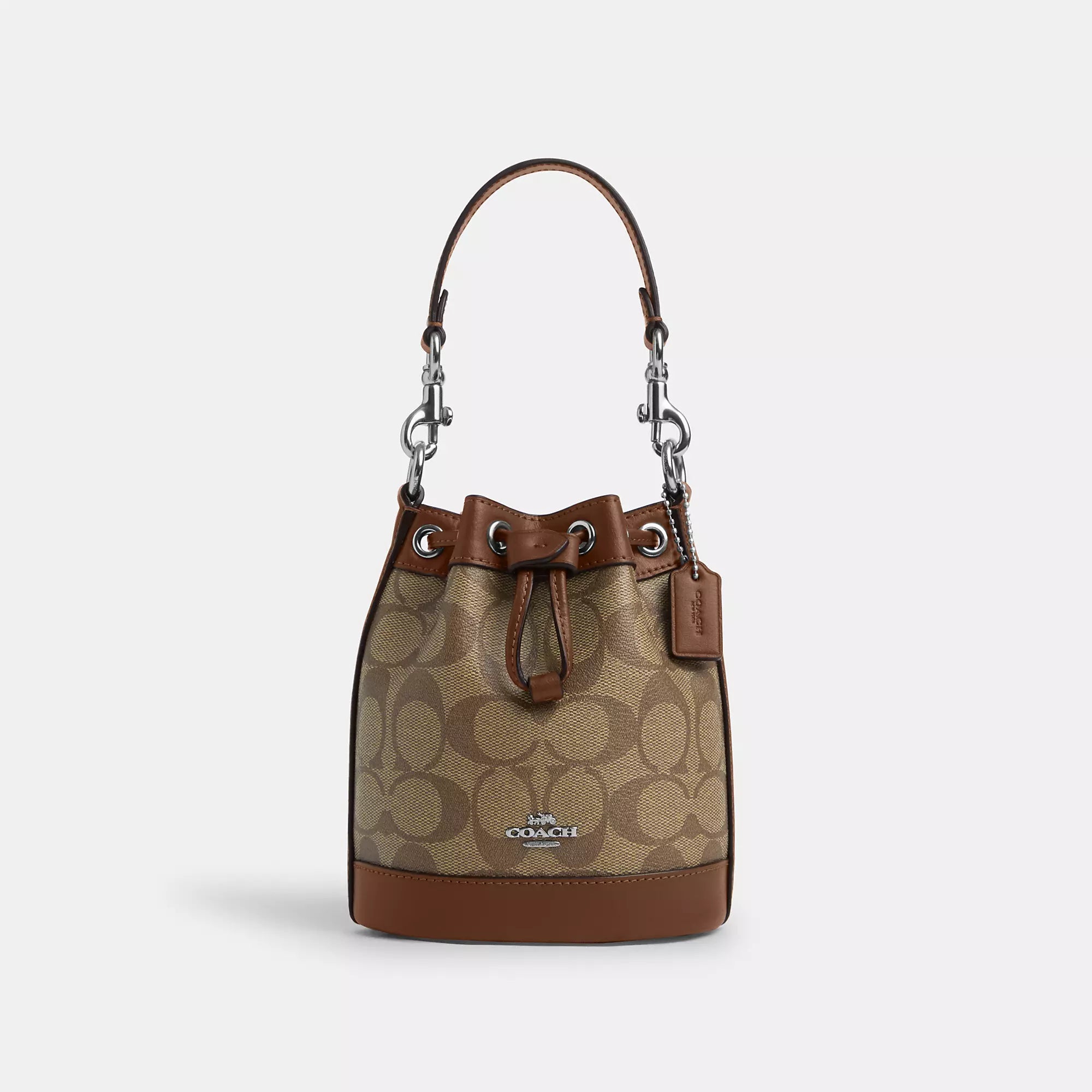 Handle bags with drawstring accents for style -Coach Outlet Mini Bucket Bag In Signature Canvas