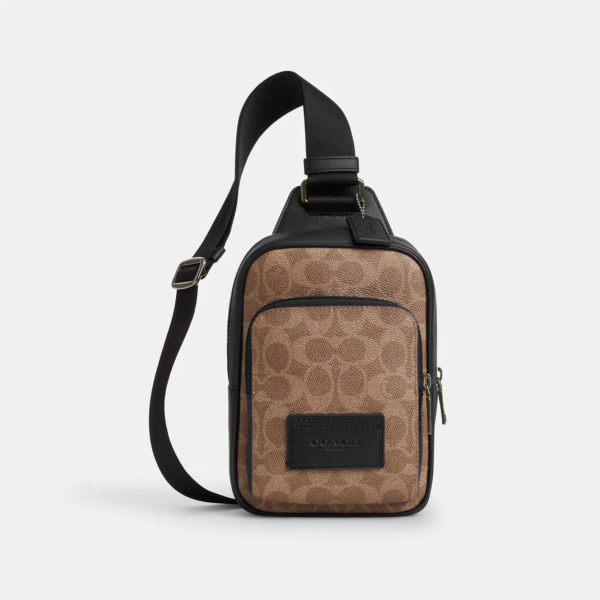 Handle bags with vegan suede for softness -Coach Outlet Racer Sling Pack In Signature