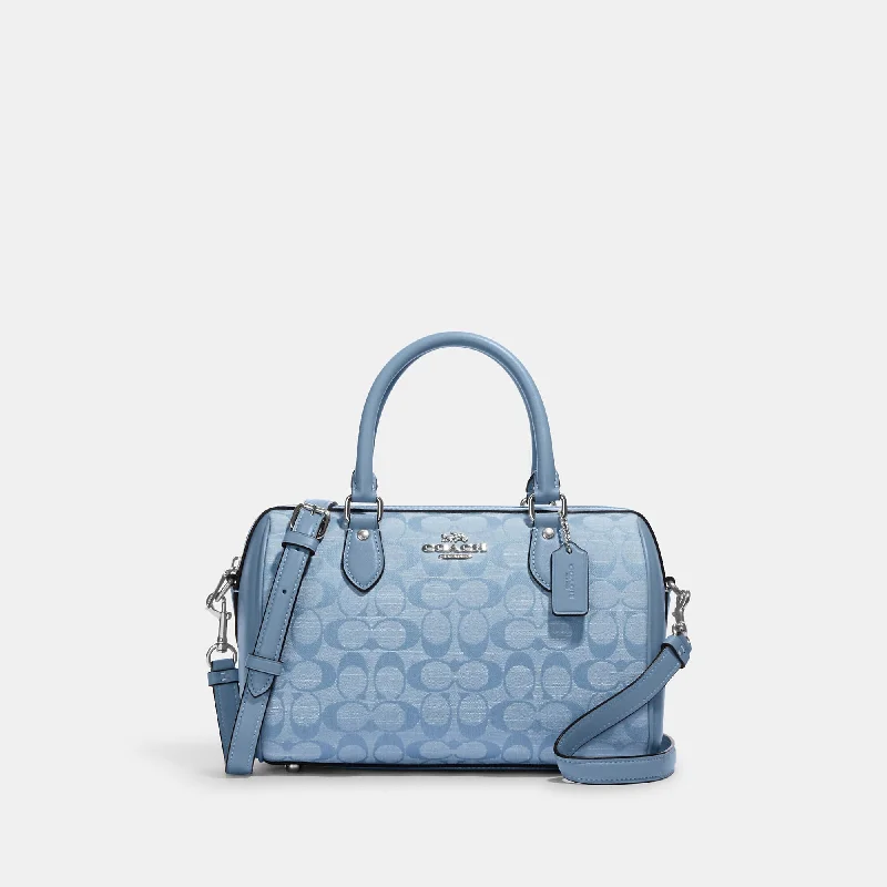 Reversible handle bags offering dual design styles -Coach Outlet Rowan Satchel In Signature Chambray