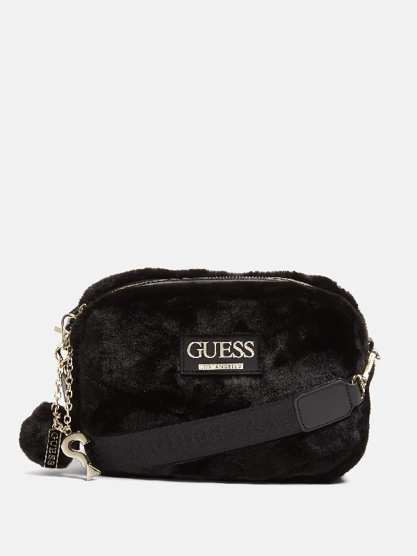 Handle bags with bold stripes for trendiness -Elsie Faux-Fur Crossbody