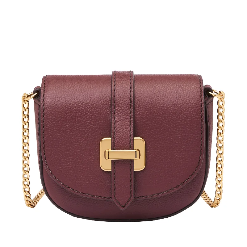 Handle bags with sturdy leather grip accents -Fossil Women's Emery Leather Micro Crossbody