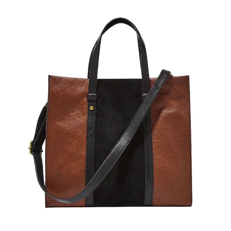 Handle bags with modern cutouts for style -Fossil Women's Kingston Suede Leather Tote