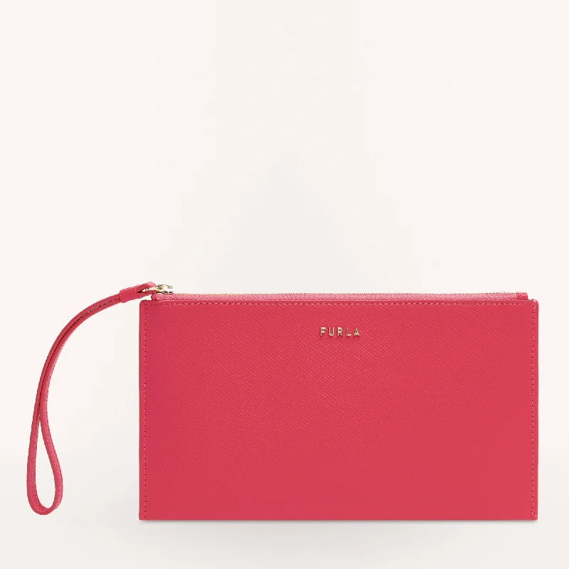 Handle bags with zipper tops for security -Furla Classic Envelope Xl