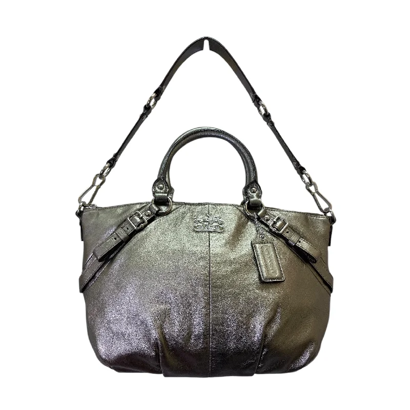 Handle bags with contrast stitching for detail -Handbag Designer By Coach In Taupe, Size:Medium