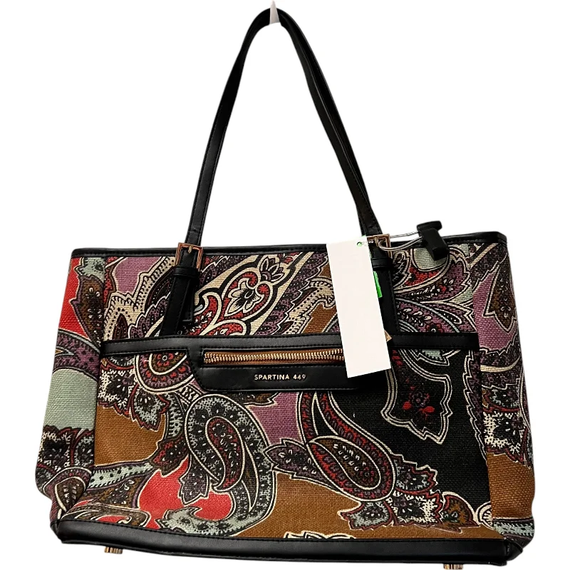 Handle bags with sleek black for elegance -Handbag Designer By Spartina, Size: Medium