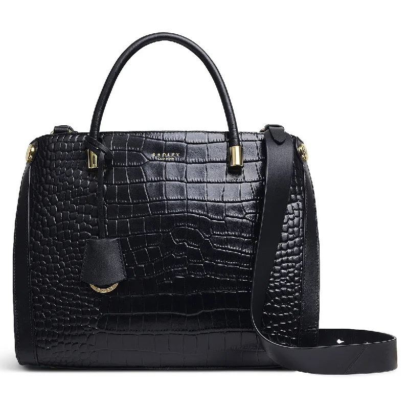 Handle bags with floral embroidery for detail -Lansdowne Road Faux Croc - Large Grab Tote