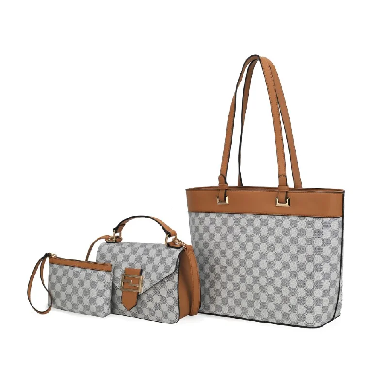 Handle bags with geometric patterns for modernity -Libby Tote Bag - 3-piece set