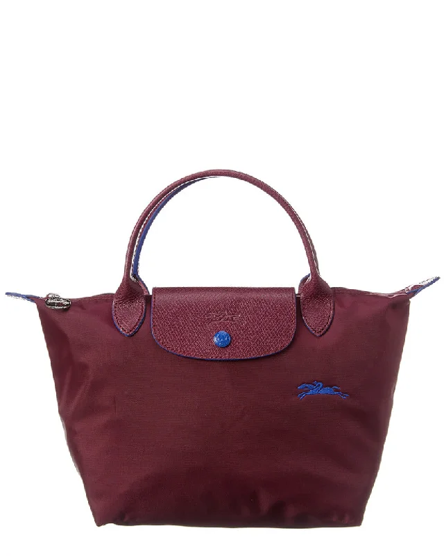 Handle bags with sturdy bases for stability -Longchamp Le Pliage Club Small Nylon Short Handle Tote