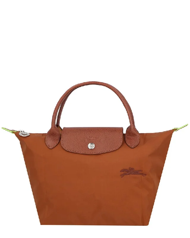 Handle bags with tropical leaves for summer -Longchamp Le Pliage Green Nylon Shoulder Bag