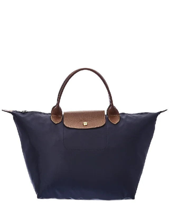 Handle bags with elegant gold-tone hardware -Longchamp Le Pliage Medium Nylon Short Handle Tote