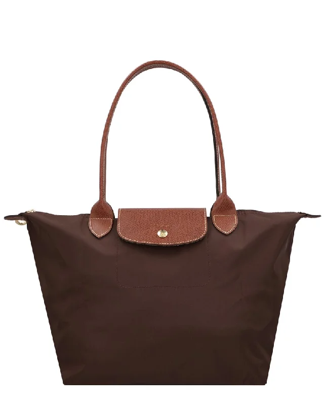 Durable handle bags for heavy-duty everyday use -Longchamp Le Pliage Original Medium Canvas & Leather Tote