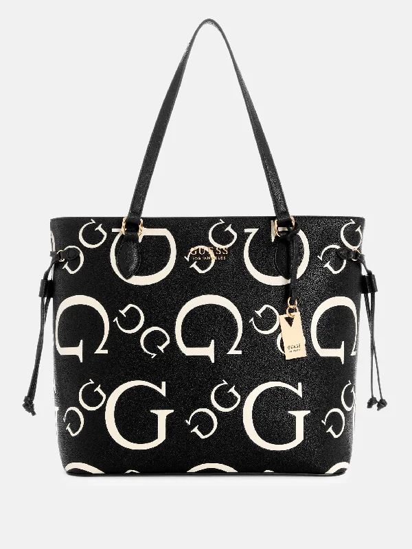 Handle bags with bold text for statements -Longmeadow Logo Tote