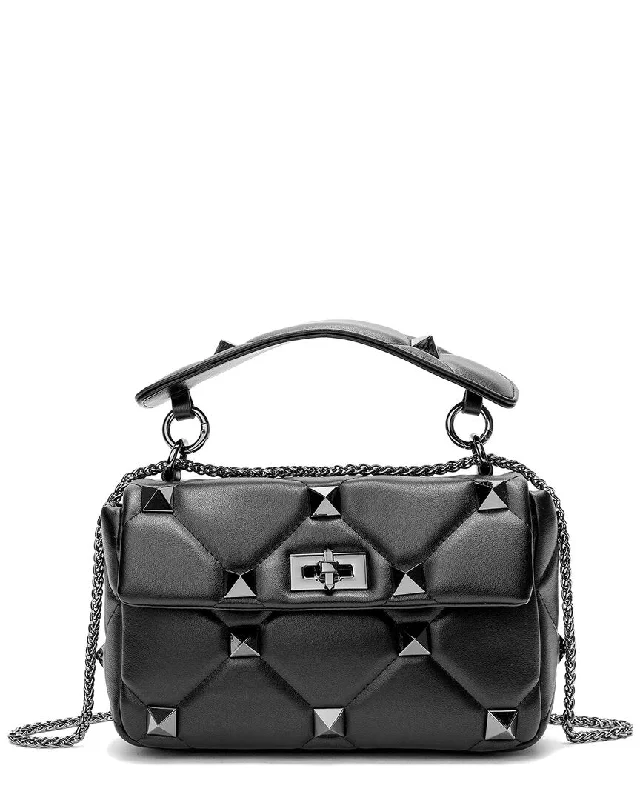 Handle bags with structured shapes for class -Tiffany & Fred Studded Sheepskin Leather Shoulder Bag