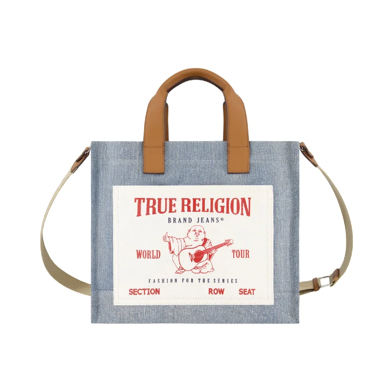 Handle bags with geometric patterns for modernity -True Religion medium Pocket Tote