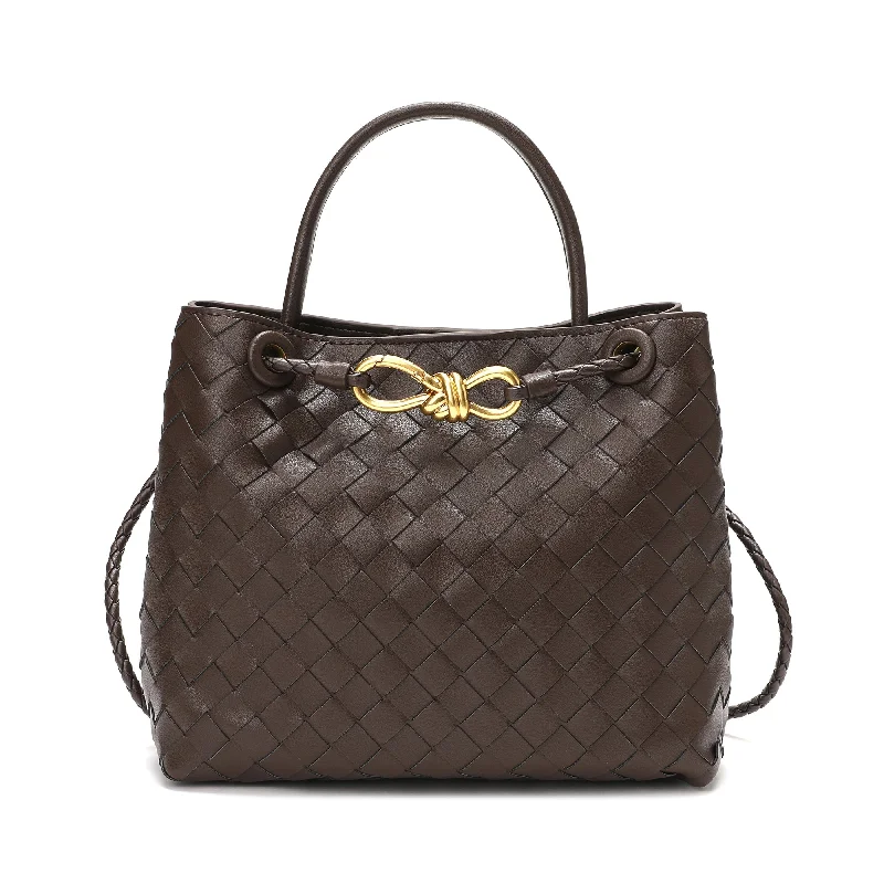 Handle bags with neutral tones for versatility -Woven Leather Top-handle/ Shoulder Bag